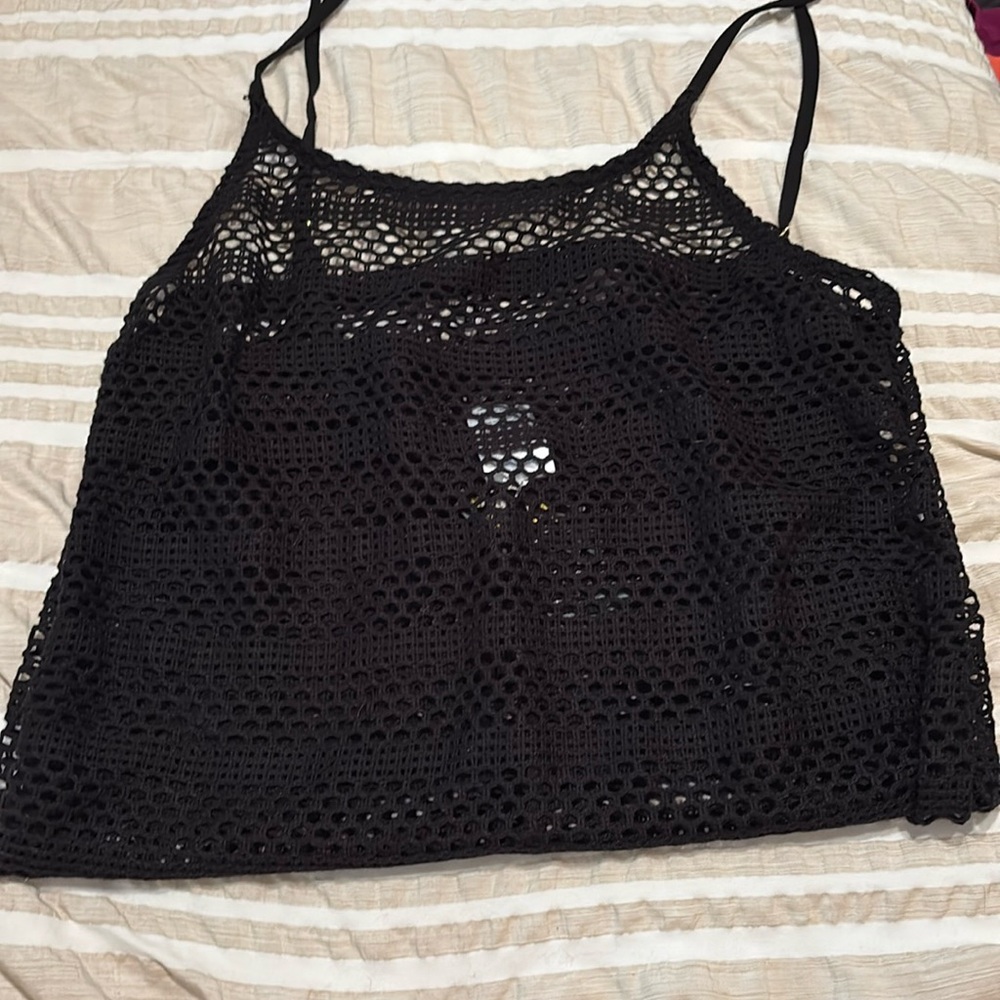 Black crochet beach cover up